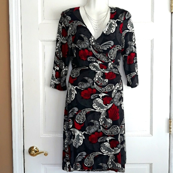 Express Dresses & Skirts - Wrap dress by Express black cranberry gray cream